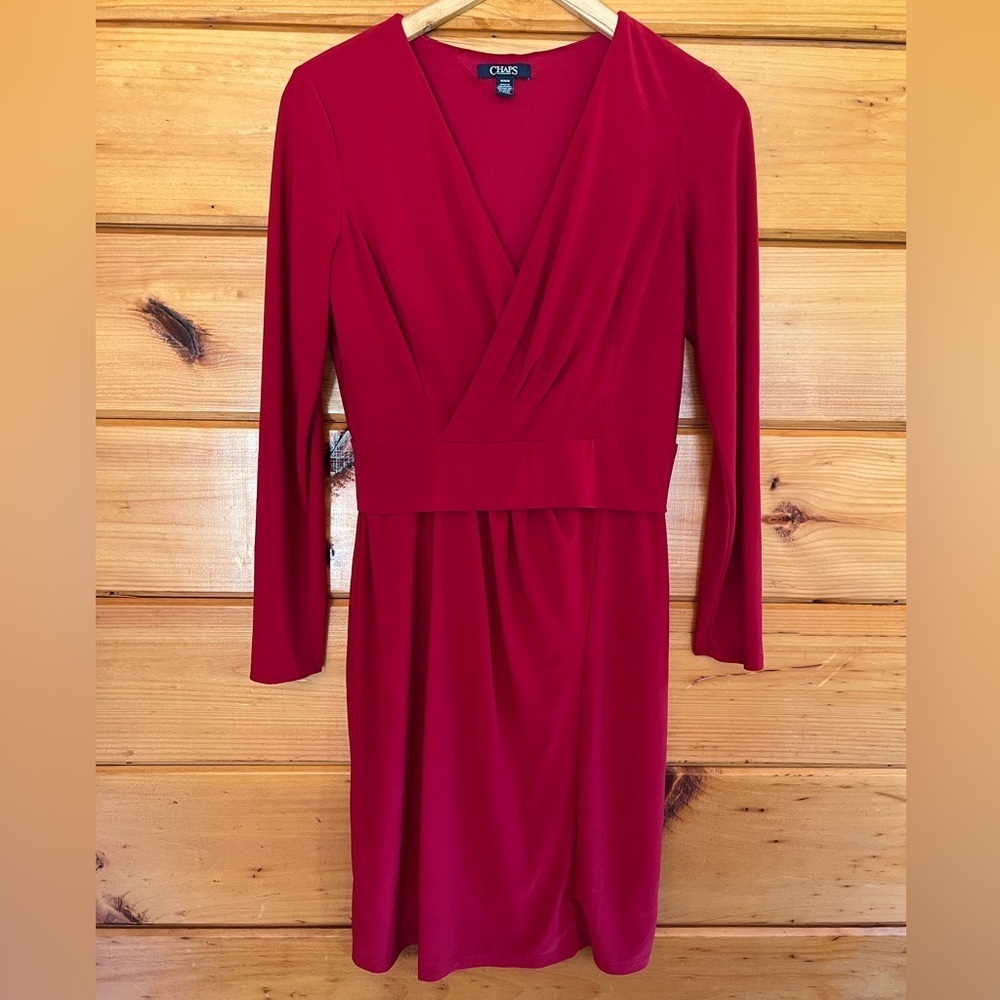Chaps By Ralph Lauren Faux wrap Long Sleeve Dress M